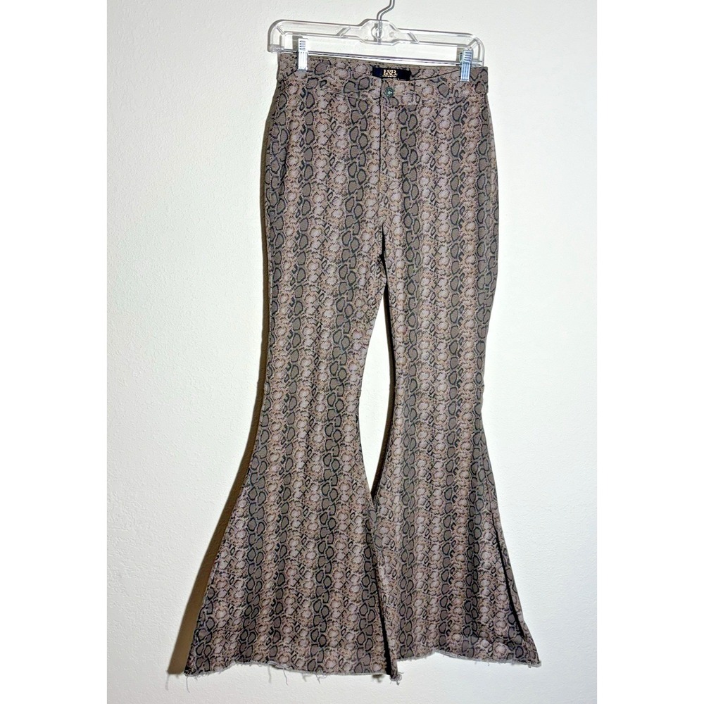 Lucky & Blessed L&B Flare Jeans Women 4 Boho 70s Bell Bottom Textured Raw Hem